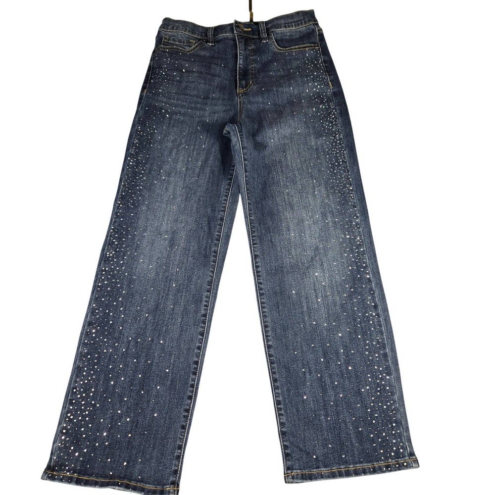 Sofia Jeans by Sofia Vergara Lana Relaxed Straight Rhinestone Blue Denim Jeans 2